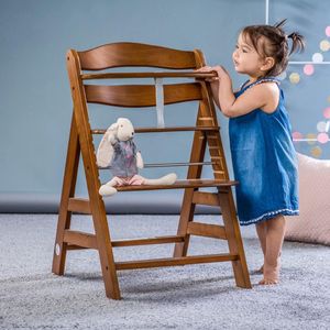Alpha+ houten verstelbare kinderstoel met 5-punts harnas vanaf 6 maanden tot 90 kg, geschikt voor Hauck Alpha wipstoeltje vanaf de geboorte, meegroeistoel - bruin, 1 delig, donkerbruin