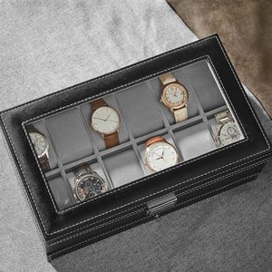 Decopatent luxe horlogebox voor 10 horloges horloge box voor dames en heren horloges horlogedoos horlogekist zwart beige Horloges kopen Goedkope horloges online beslist.be