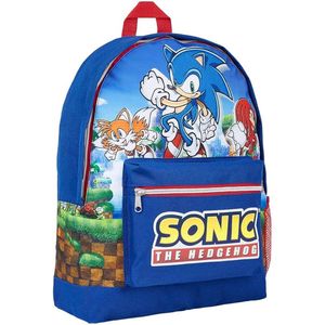 Sonic The Hedgehog-schooltas - Rugtas - kinderrugzak voor jongens - blauwe rugzak met grote capaciteit voor school, reizen, sport, boekentas, 2 vakken - Sonic-geschenken voor jongens - Donkerblauw