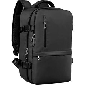 Handbagage - 40 x 20 x 25 cm - Rugzak - Kleine reisrugzak voor handbagage in vliegtuig - Rugzak met laptopvak en diefstalbestendige tas voor weekends en korte trips - Zwart, casual design