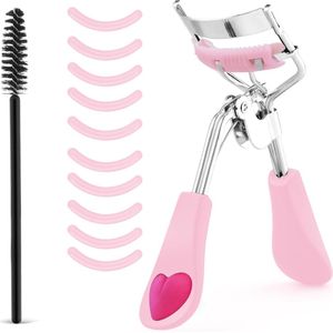 3 stuks wimperkrultang, geen knijpen of trekken, langdurige wimper past op alle oogvormen, professionele make-uptool wimpers met 10 stuks siliconen navulpads en borstel (roze), 3,0 tellen