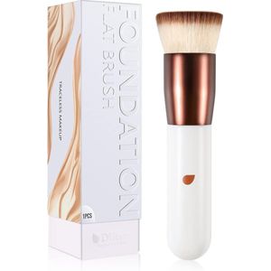 Kabuki Brush Foundation Brush Make Up Brush Flat Top Kabuki Brush, Synthetische Professional Liquid Blending Mineral Powder Make-up Tools, Roségoud/Wit