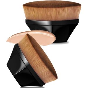 Kabuki-foundationkwast met doos, 2 stuks, ideaal voor professionele gezichtsbasis, 60 g/zacht en licht, kwastbasis, professionele Kabuki-borstel, vloeibare make-upkwast (zwart)