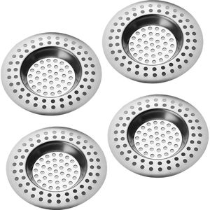 4-pack roestvrijstalen gootsteen zeef plug, badkamer gootsteen zeef cover afvoerbeschermer, gootsteen zeef plug, roestvrij staal gaas haarfilter voor keuken en badkamer (4 stuks)