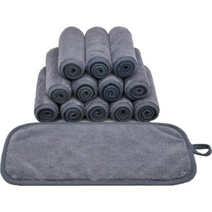 Make-up Remover Doeken voor gezicht, oog, lippen - herbruikbare make-up remover pads zachte microfiber gezichtsreinigingsdoeken 6 x 12 inch 12 Pack (grijs)