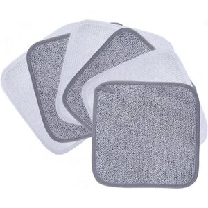 Premium microvezel fleece doek om makeup te verwijderen en uw gezicht te reinigen - hypoallergeen en chemicaliënvrij - 6-pack - 20 x 20 cm (grijs,wit)