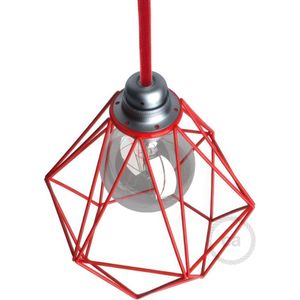 Kooi lampenkap Diamond metaal met E27-fitting - rood