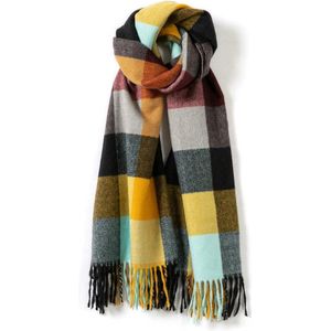 Wollen sjaal voor dames, warme geruite sjaal voor dames, grote zachte dikke doeken en wraps met geschenkdoos