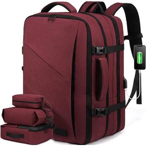 Reisrugzak voor dames en heren, handbagage, grote uitbreidbare rugzak, goedgekeurde handbagage rugzak, laptoprugzak 15,6 inch/45,7 cm/45,7 cm, weekendtas voor wandelen