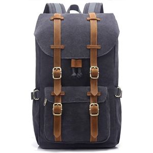 Outdoor Canvas Rugzak, Waterdicht Reizen Wandelen Kamperen Rugzak Tas, Grote Casual Dagrugzak, College School Rugtas, Schoudertas voor 15"" Laptop Tablets