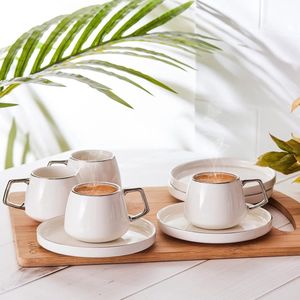 Saturn platina set met 6 koffiekopjes 90 ml, porselein, voor koffie, thee, espresso, mokka, melk, Turkse koffie-espresso, set Turkse traditionele koffiekopjes