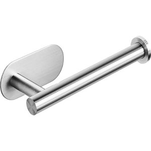 Toiletpapierhouder zonder boren, wc-rolhouder van geborsteld roestvrij staal, zelfklevend, voor badkamer (zilver)