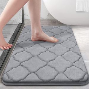 Memory Foam Badkamermat, antislip, zachte badmat, absorberend, wasbaar, onderhoudsarm, 40 x 60 cm, grijs