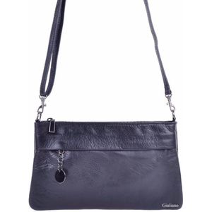 Bag - Tas - clutch - Donkerblauw - Echt leder - polstasje - schoudertas - cadeau - moederdag - mam -kadotip - kerst