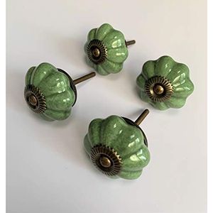 Ceramics Pumpkin Cabinet knobs Vintage ，Cabinet Drawer knobs，eramic Door Knobs for Interior Decor Kitchen Bathroom，（40mm Diameter ）Drawer pulls，Green