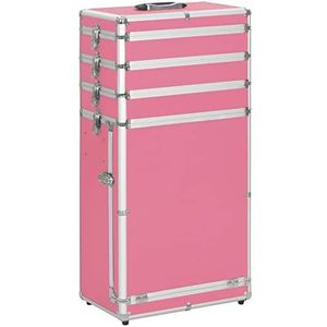 Make-up Trolley Aluminium Roze +Materiaal: Aluminium, ABS en hout