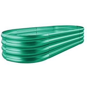 Land Guard Verzinkt verhoogd tuinbedset, gegalvaniseerde plantenbak voor buiten, grote ovale metalen verhoogde tuinbedden voor groenten, 1,2 x 0,6 x 0,3 m (1 stuk) (groen)