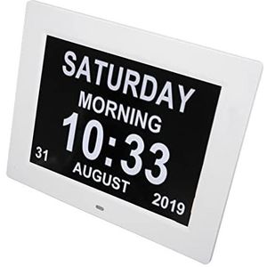 Digitale Kalenderklok, Dagelijkse Elektronische Klokken Wit Automatisch Dimmen 10 Inch Ouderen voor Thuis (AU-stekker)