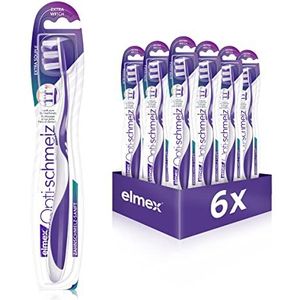 elmex Tandenborstel Opti-smelt, extra zacht, 6 stuks - handtandenborstel zacht voor glazuur, extra zachte borstelharen