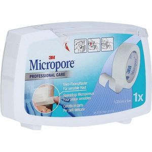 Micropore chirurgische tape 3M 1,25 cm x 5 m wit, met een dispenser