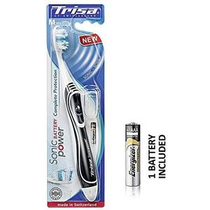 TRISA Sonicpower Complete Protection, elektrische handtandenborstel voor bijzonder efficiÃ«nte tandverzorging met geluid, batterij inbegrepen, zwart