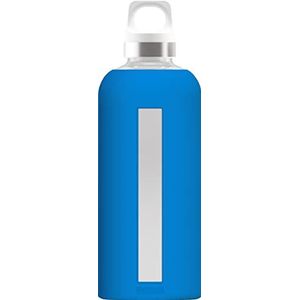 SIGG Star Electric Blue Drinkfles, 0,5 liter, vrij van schadelijke stoffen en lekvrije drinkfles, hittebestendige drinkfles van glas met siliconen hoes