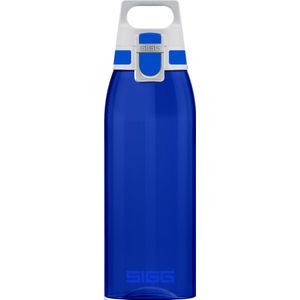 Sigg Total Color Blue Herbruikbare drinkfles (1 liter), waterdichte waterfles, vrij van schadelijke stoffen, Tritan kunststof drinkfles, lichte en zeer robuuste drinkfles