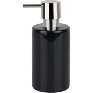 Luxe zeeppompje/dispenser Sienna - glans zwart - porselein - 16 x 7 cm - 300 ml - Zeeppompjes