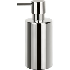 Luxe zeeppompje/dispenser Sienna - glans zilver - porselein - 16 x 7 cm - 300 ml - Zeeppompjes