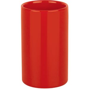 Spirella Badkamer drinkbeker/tandenborstelhouder Sienna - porselein - glans rood - 7 x 11 cm