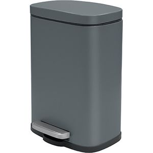Spirella Pedaalemmer Venice - donkergrijs - 5 liter - metaal - L21 x H30 cm - soft-close - toilet/badkamer