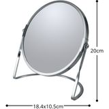 Make-up spiegel Cannes - 5x zoom - metaal - 18 x 20 cm - zilver - dubbelzijdig
