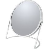 Make-up spiegel Cannes - 5x zoom - metaal - 18 x 20 cm - wit - dubbelzijdig