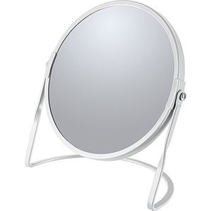 Make-up spiegel Cannes - 5x zoom - metaal - 18 x 20 cm - wit - dubbelzijdig