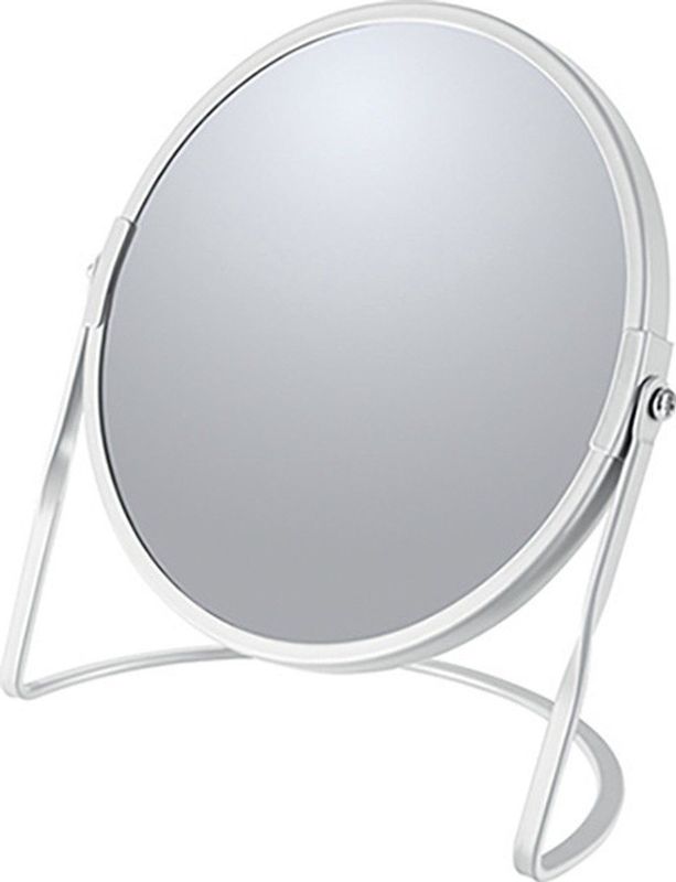 Make-up spiegel Cannes - 5x zoom - metaal - 18 x 20 cm - wit - dubbelzijdig