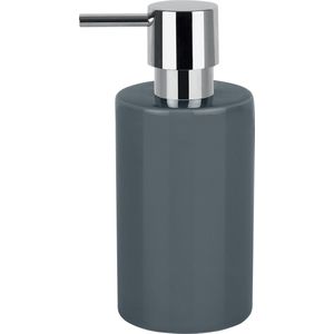 Luxe zeeppompje/dispenser Sienna - glans donkergrijs - porselein - 16 x 7 cm - 300 ml - Zeeppompjes