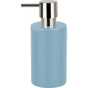 Luxe zeeppompje/dispenser Sienna - glans lichtblauw - porselein - 16 x 7 cm - 300 ml - Zeeppompjes