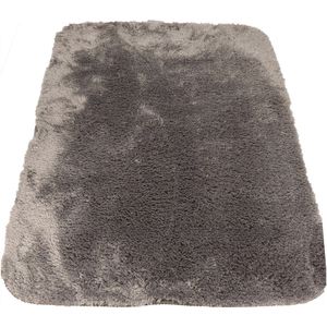 Spirella badkamer vloer kleedje/badmat tapijt - hoogpolig en luxe uitvoering - grijs - 60 x 90