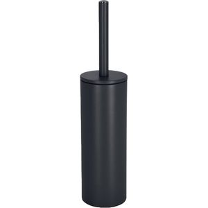 Luxe Toiletborstel in houder Cannes - zwart - metaal - 40 x 9 cm - met binnenbak - Toiletborstels