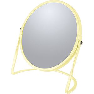 Make-up spiegel Cannes - 5x zoom - metaal - 18 x 20 cm - geel - dubbelzijdig