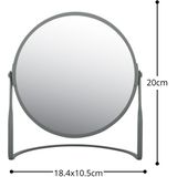 Make-up spiegel Cannes - 5x zoom - metaal - 18 x 20 cm - donkergrijs - dubbelzijdig