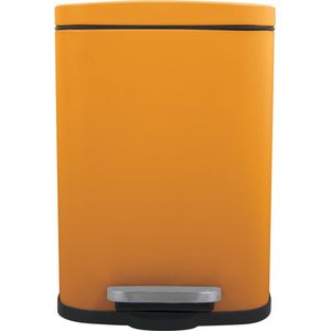 Spirella Pedaalemmer Venice - oranje - 5 liter - metaal - L21 x H30 cm - soft-close - toilet/badkamer