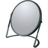 Make-up spiegel Cannes - 5x zoom - metaal - 18 x 20 cm - donkergroen - dubbelzijdig
