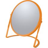 Make-up spiegel Cannes - 5x zoom - metaal - 18 x 20 cm - oranje - dubbelzijdig
