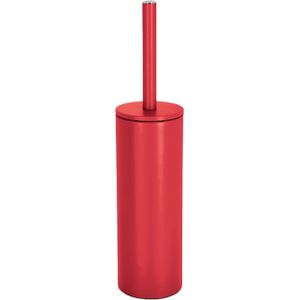 Luxe Toiletborstel in houder Cannes - rood - metaal - 40 x 9 cm - met binnenbak - Toiletborstels