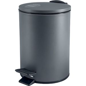 Spirella Pedaalemmer Cannes - donkergrijs - 5 liter - metaal - L20 x H27 cm - soft-close - toilet/badkamer