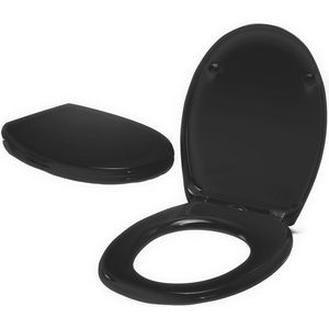 spirella Premium toiletdeksel wc-deksel met quick-release-functie en softclosemechanisme. Antibacteriële wc-bril van duroplast en roestvrij staal afneembaar - zwart