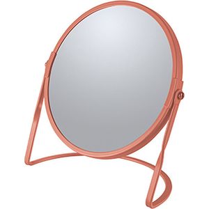 Make-up spiegel Cannes - 5x zoom - metaal - 18 x 20 cm - terracotta - dubbelzijdig
