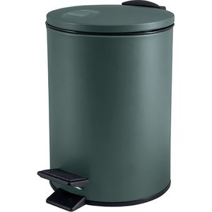 Spirella Pedaalemmer Cannes - donkergroen - 3 liter - metaal - L17 x H25 cm - soft-close - toilet/badkamer