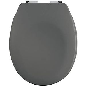 spirella Premium toiletdeksel ovaal wc-deksel met matte afwerking en softclose-sluitmechanisme, antibacteriële wc-bril van duroplast en roestvrij staal - grijs